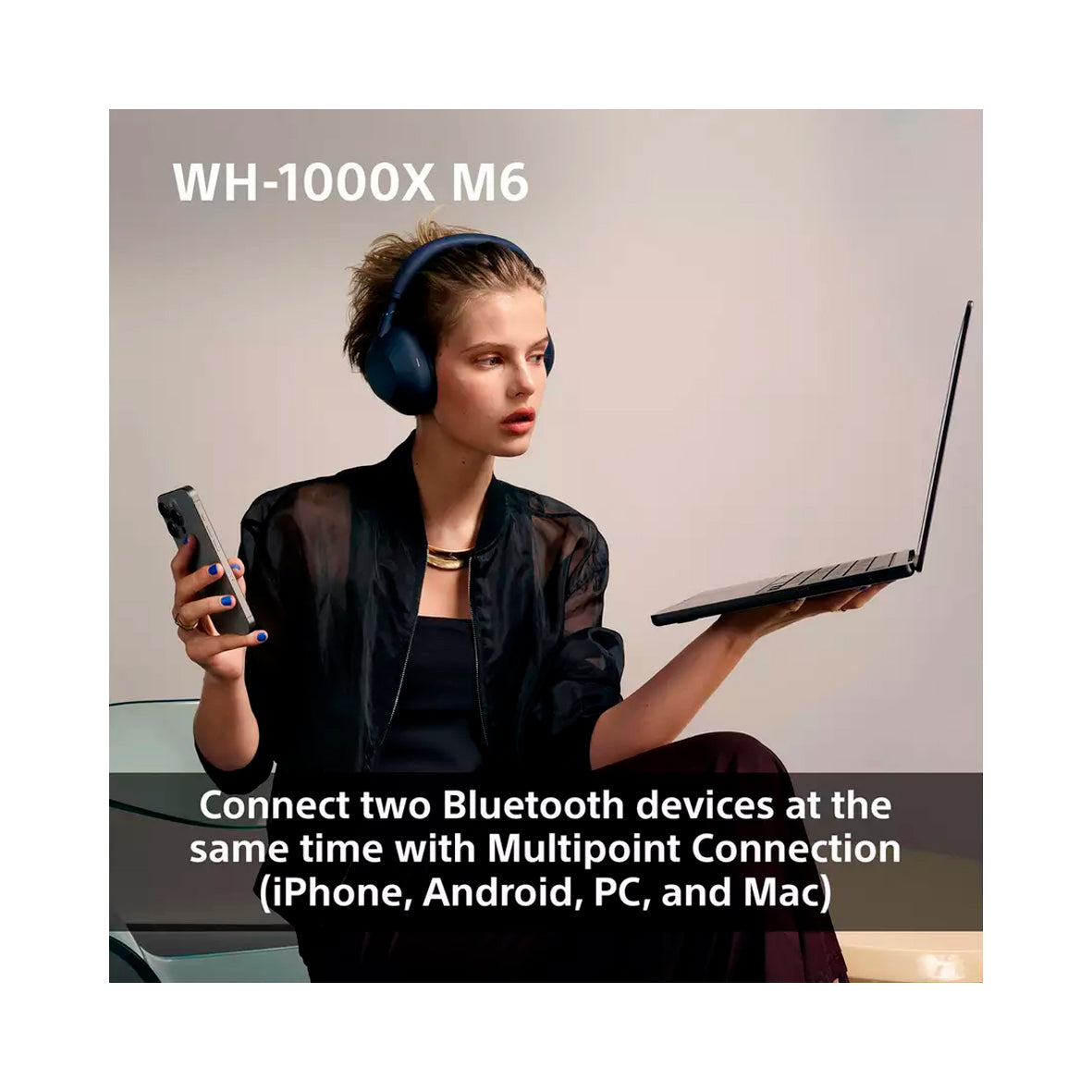 Sony - WH1000XM6 - Over-Ear Wireless Headphones - Midnight Blue