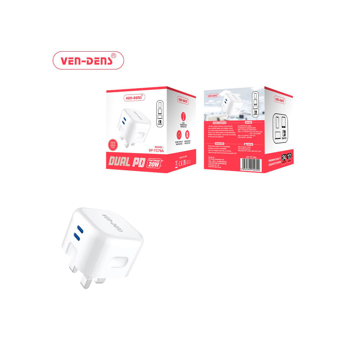 Ven-Dens Travel Charger 20W White SP-TC76A