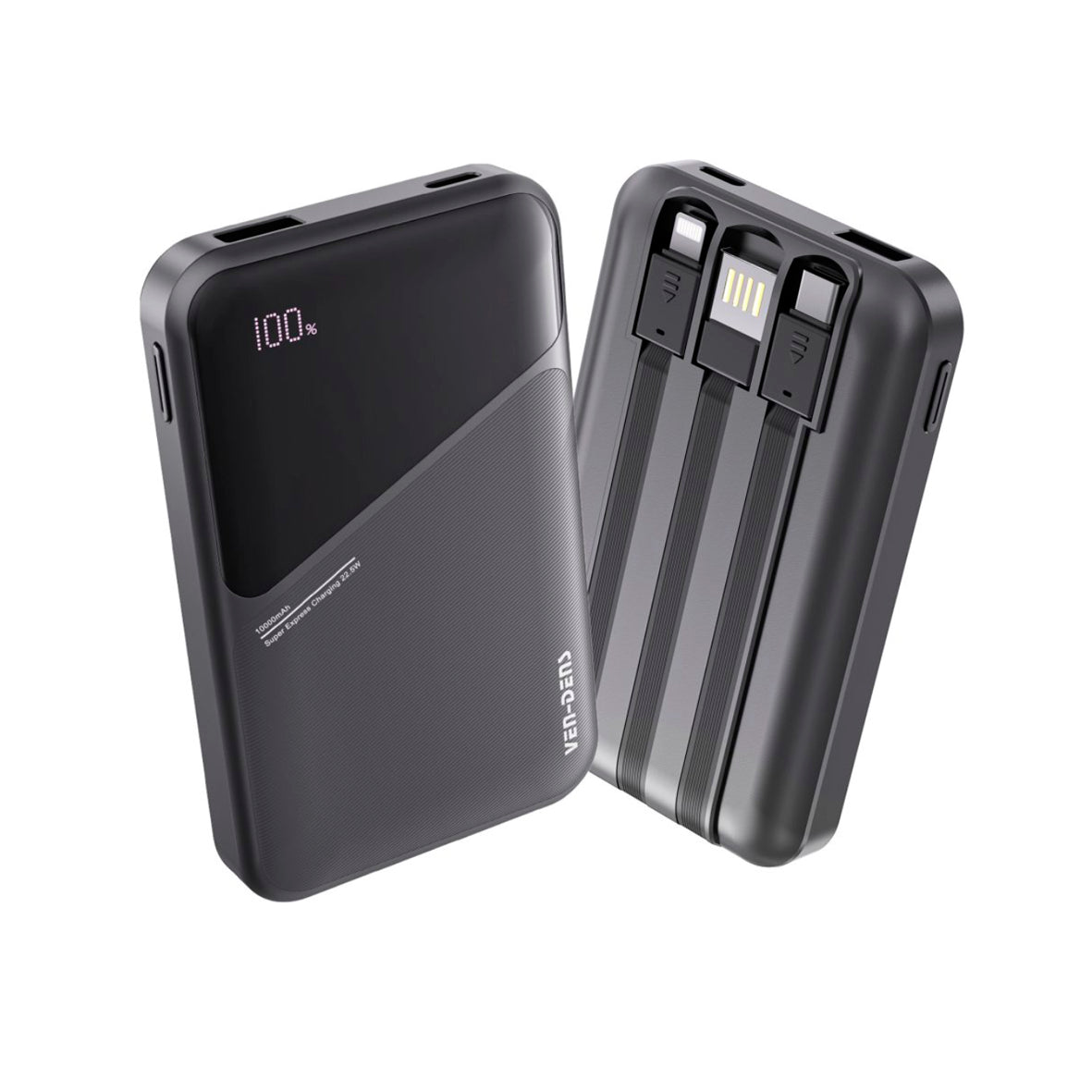 Ven-Dens - 10000mAh Powerbank 22.5W Black - VD-PB034