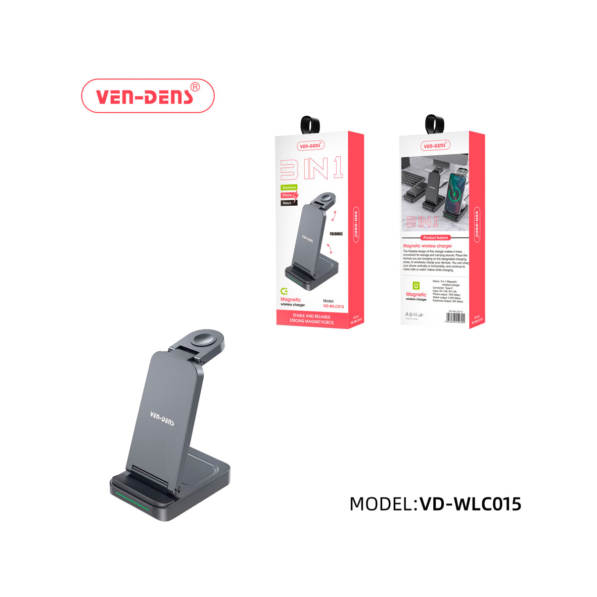 Ven-Dens - 3In1 Magnetic Wireless Charger