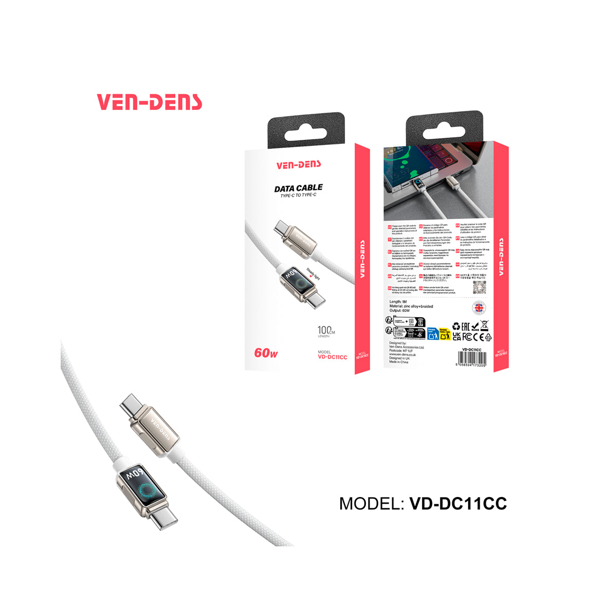 Ven-Dens - USB-C to USB-C 60w 1m Cable
