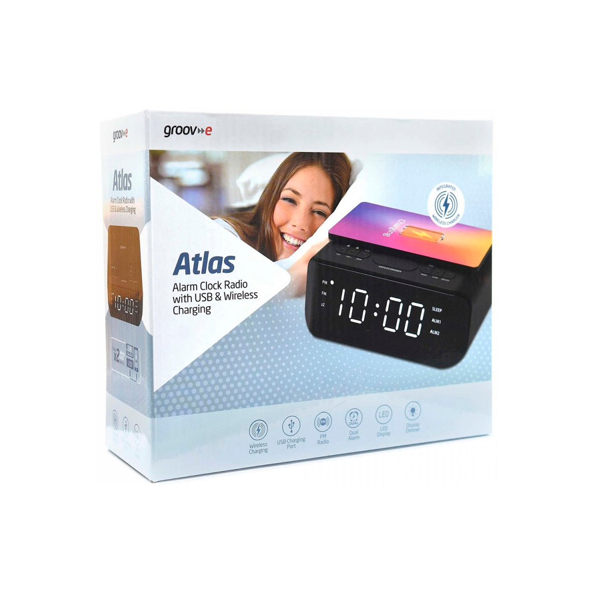 Groov-e - Atlas Radio Alarm Clock and Wireless Charging