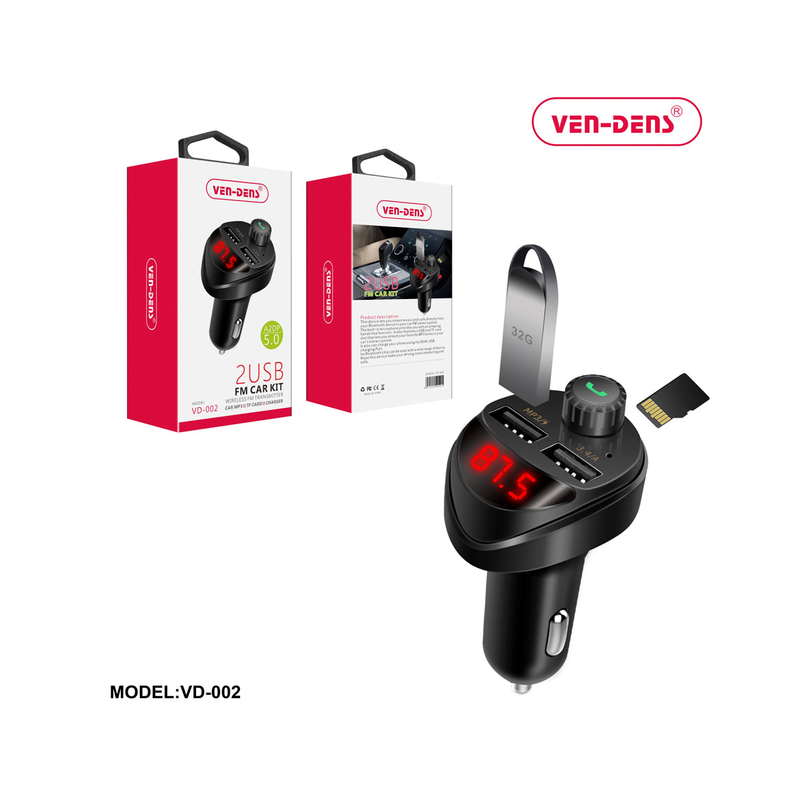 Ven-Dens - Wireless Multi Bluetooth Car FM Transmitter