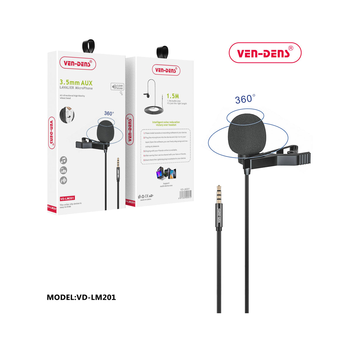 Ven-Dens - Clip On Microphone - 3.5mm Jack