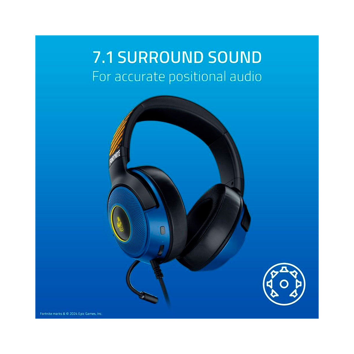Razer - Kraken V3 X Fortnite Ed. Gaming Headset - Blue