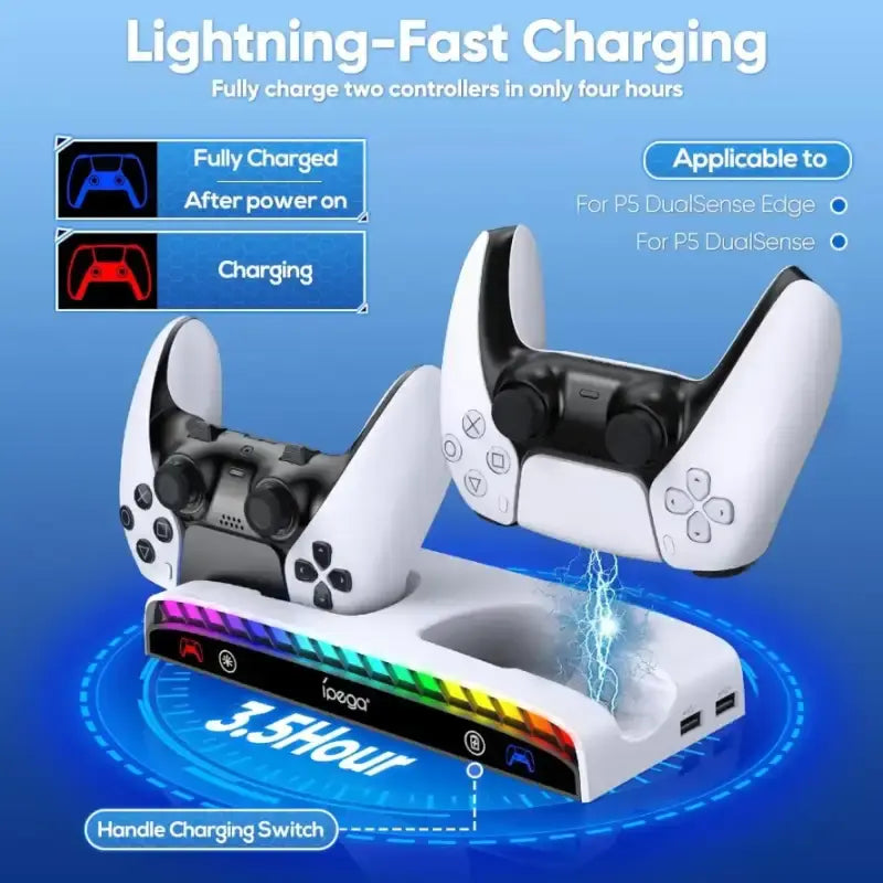 RGB Wall Mount Stand with Dual Charger Dock - PS5/PS5 Slim