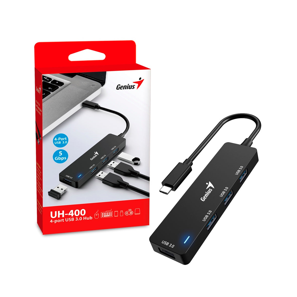 Genius - UH400 4-Port USB 3.0 Hub
