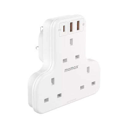 MOMAX - OnePlug - 3-Outlet Extension Plug Socket T-Shaped Power Strip - USB-C & 2x USB