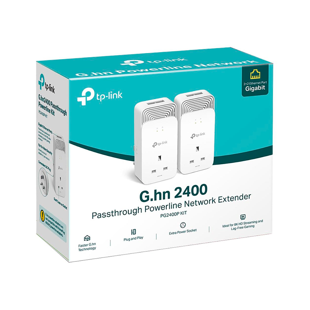 Tp-Link - Wired 1428Mbps G.hn2400 Powerline Kit PG2400P - White