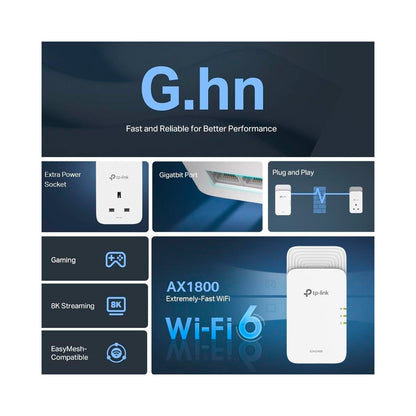 Tp-Link - G.hn2400 Powerline Wi-Fi 6 Kit AX1800  - White