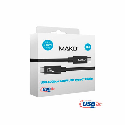 Mako - USB-C to USB-C 240W USB 4.0 1M Nylon Cable - Black