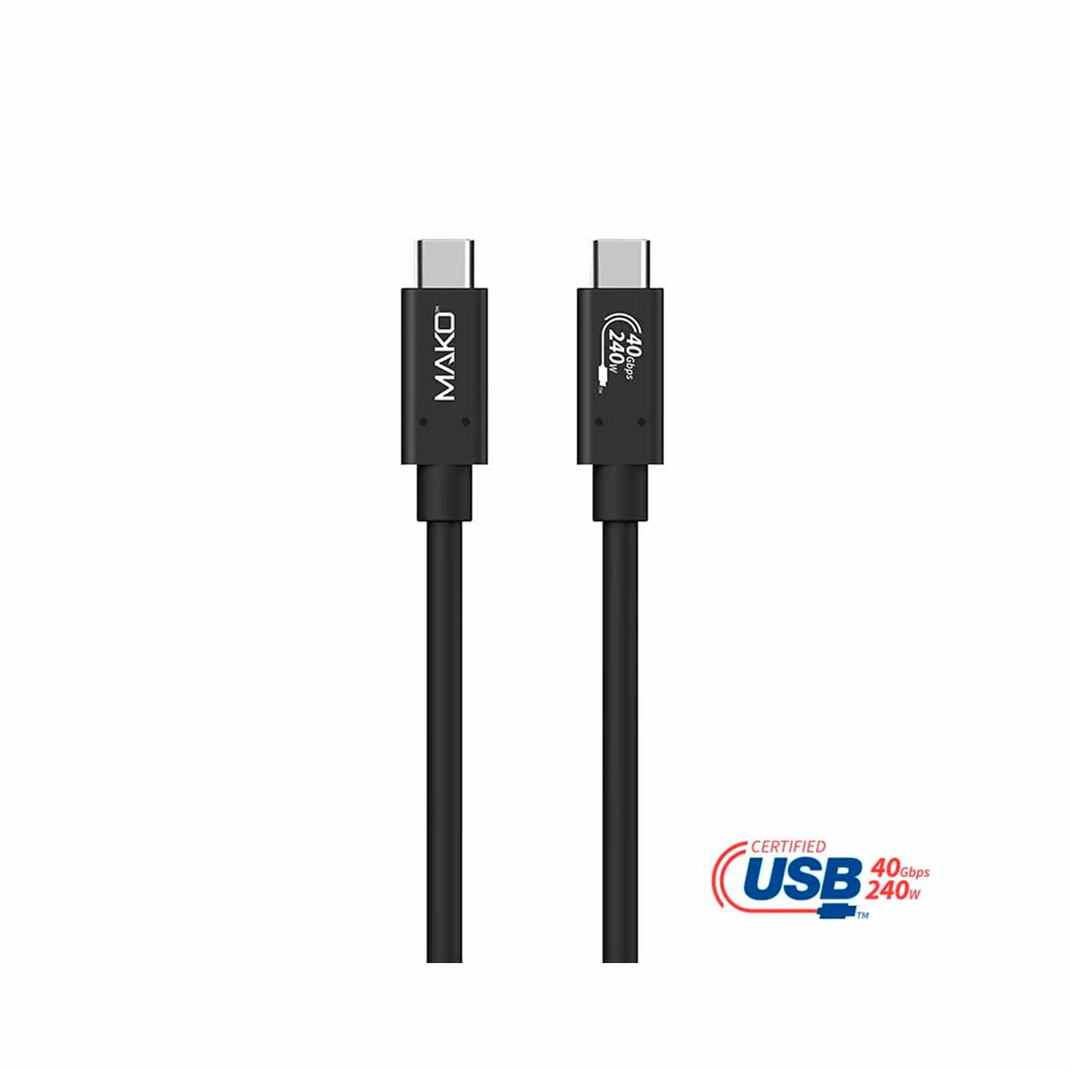 Mako - USB-C to USB-C 240W USB 4.0 2M Nylon Cable - Black