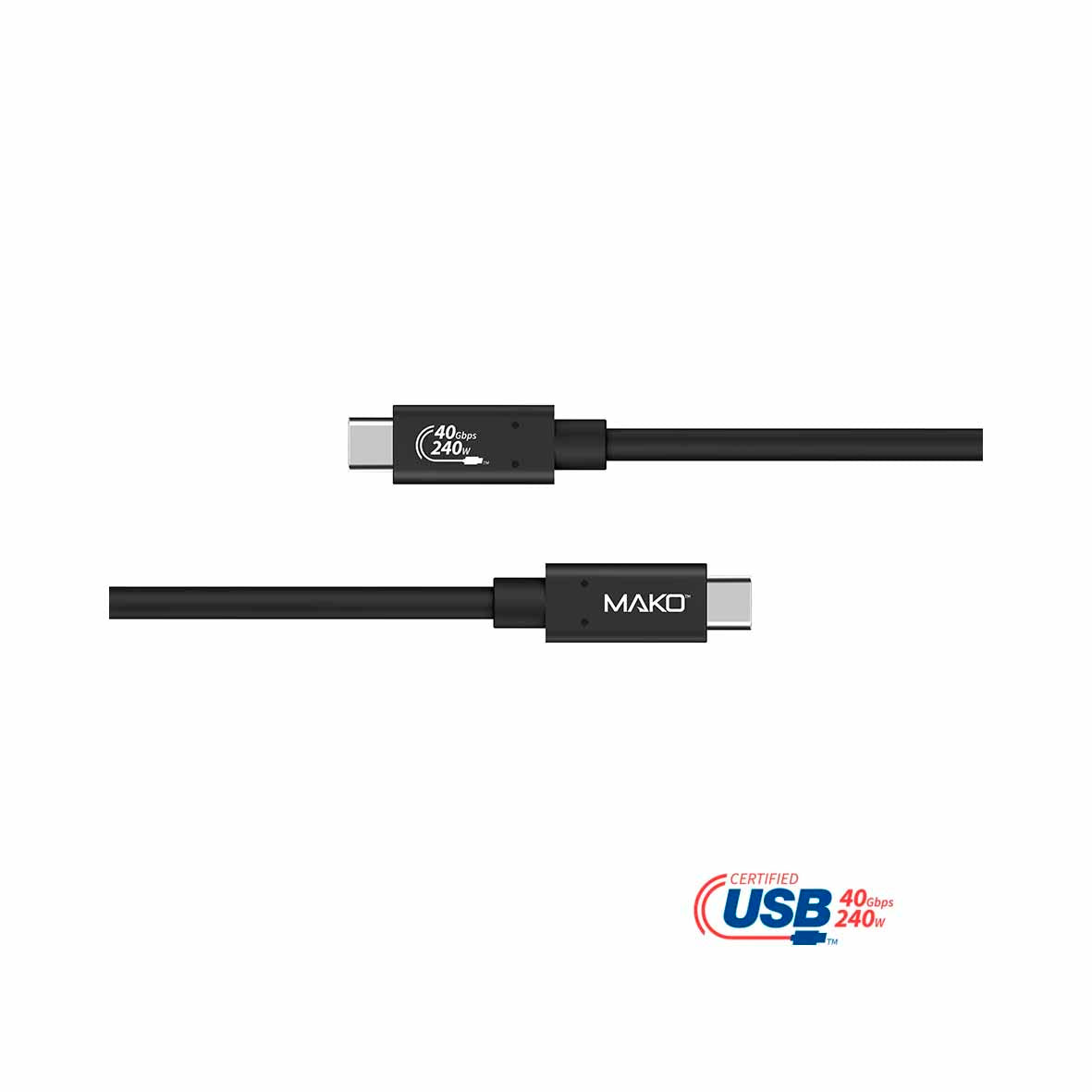 Mako - USB-C to USB-C 240W USB 4.0 2M Nylon Cable - Black
