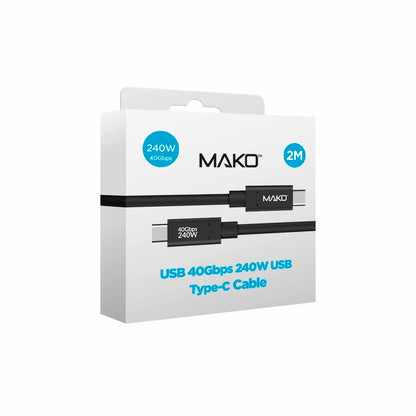 Mako - USB-C to USB-C 240W USB 4.0 2M Nylon Cable - Black