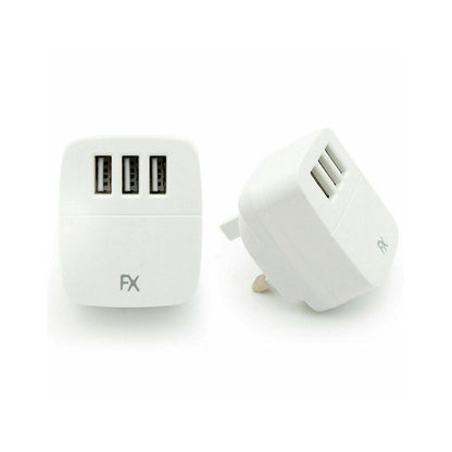 FX - 3 Port USB Mains Wall Charger Tablet Smartp. Charging Plug 3.1a
