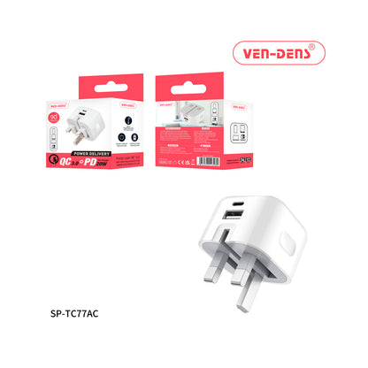 Ven-Dens - USB Type-C+PD 20w Fast Charger Folding Plug