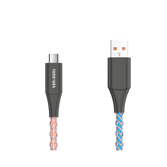 Ven-Dens - Illuminated Light Flowing USB A to Type-C Cable