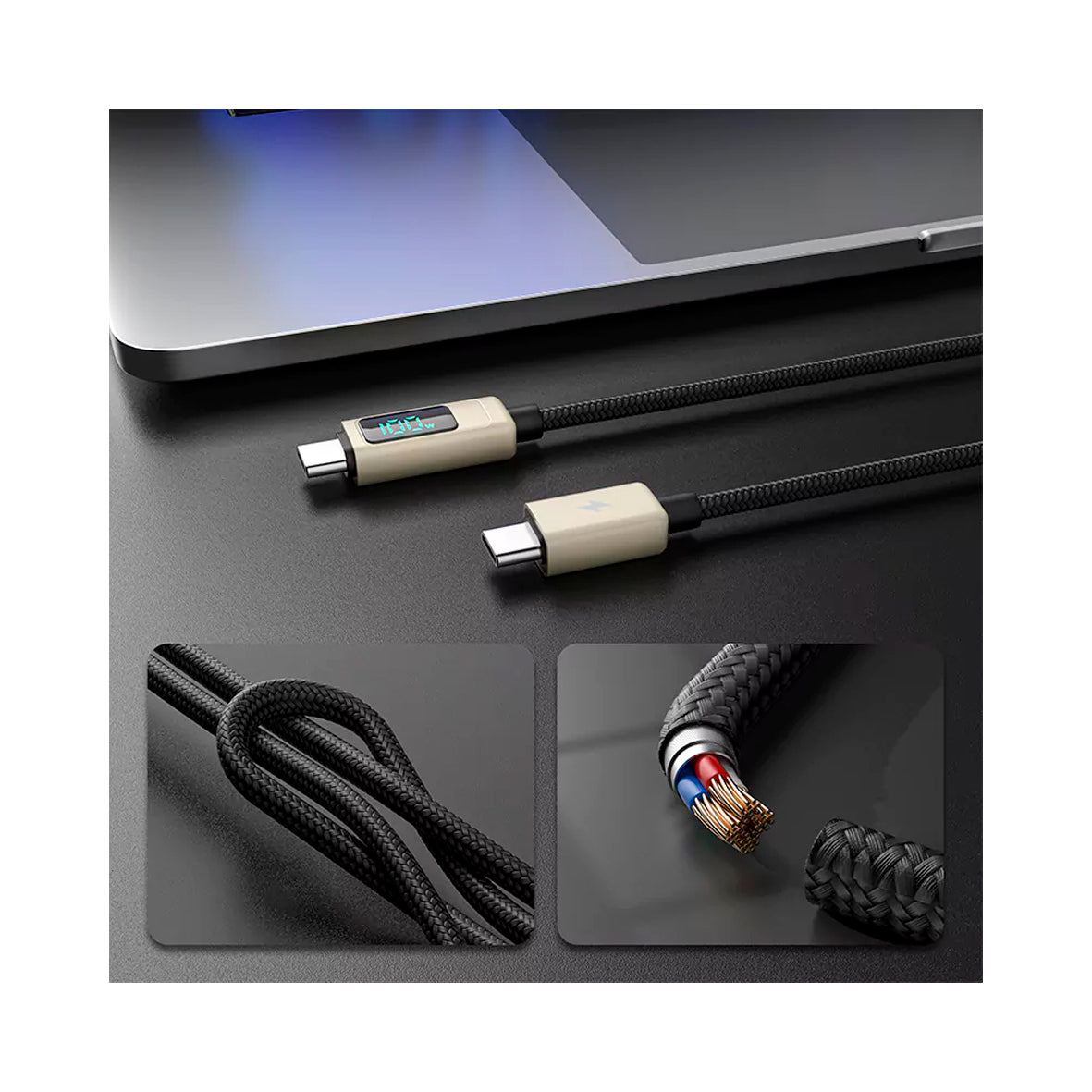 Ven-Dens - Charging and Data Transfer Cable with LCD - USB-C to USB-C 1.5m