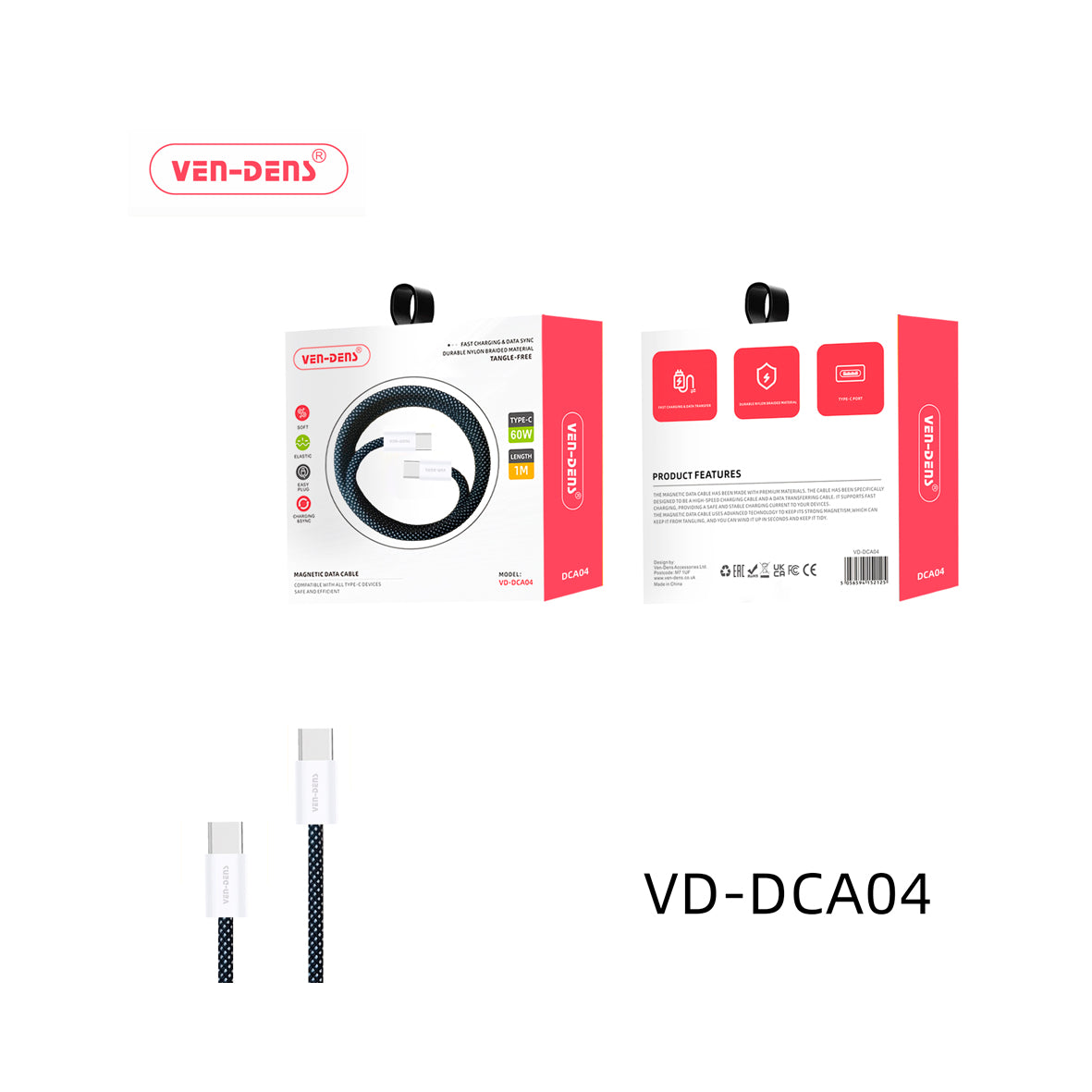 Ven-Dens - Fast Charging Magnetic USB-C to USB-C Data Cable