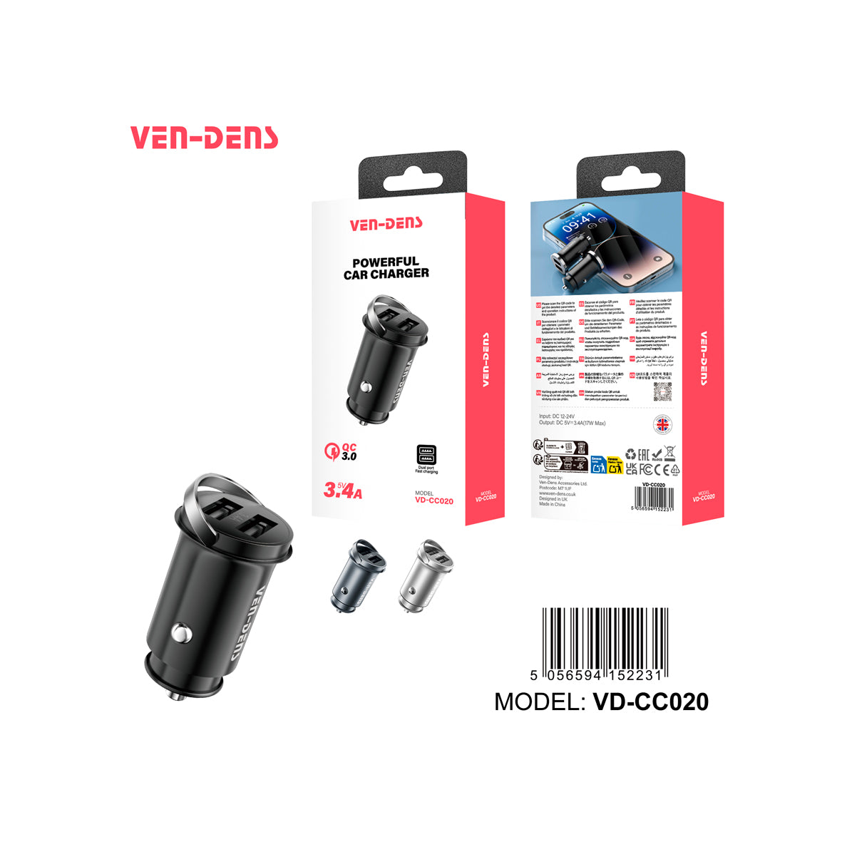 Ven-Dens  Car charger USB 18W/20W 01