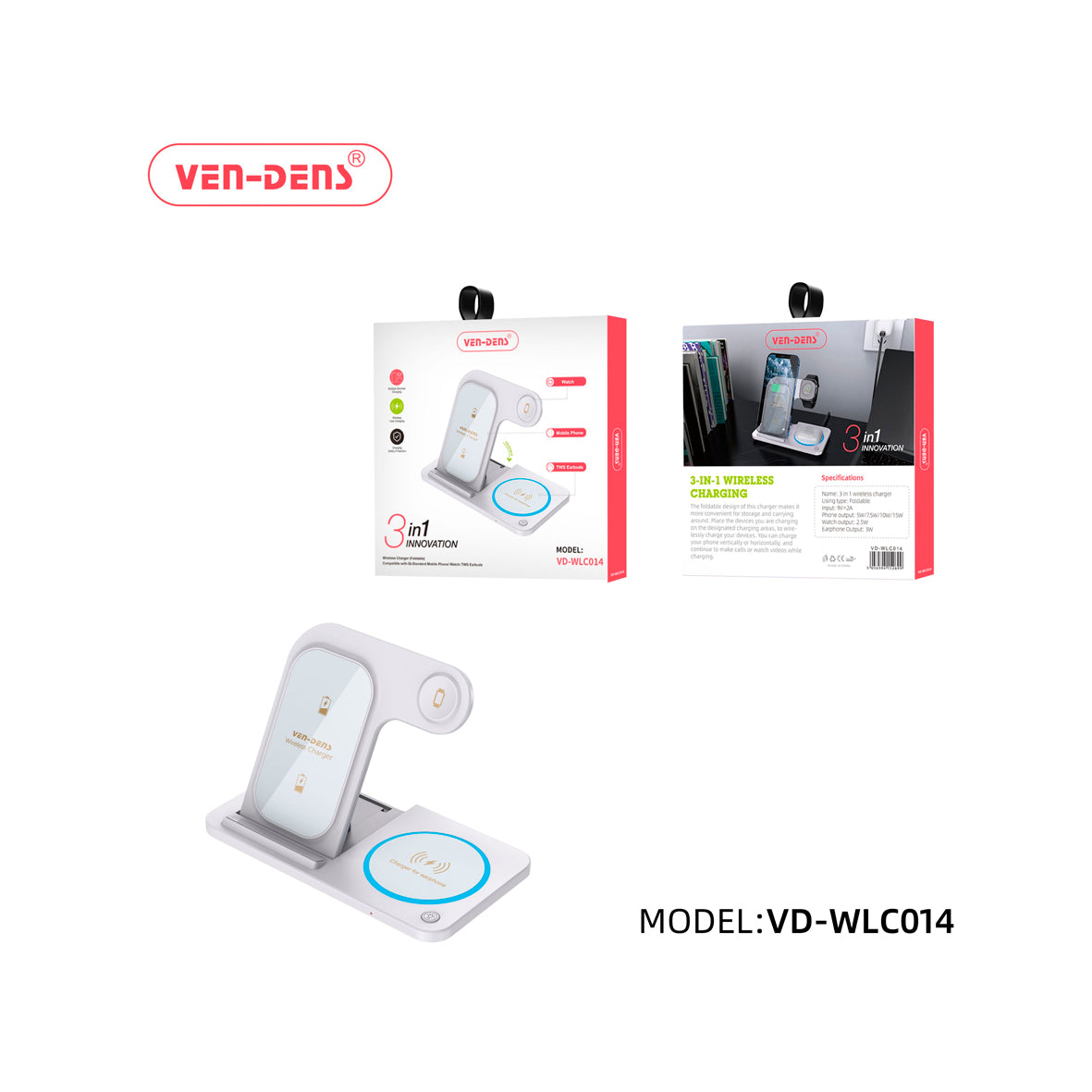 Ven-Dens - 3in1 Wireless Charge VD-WLC014