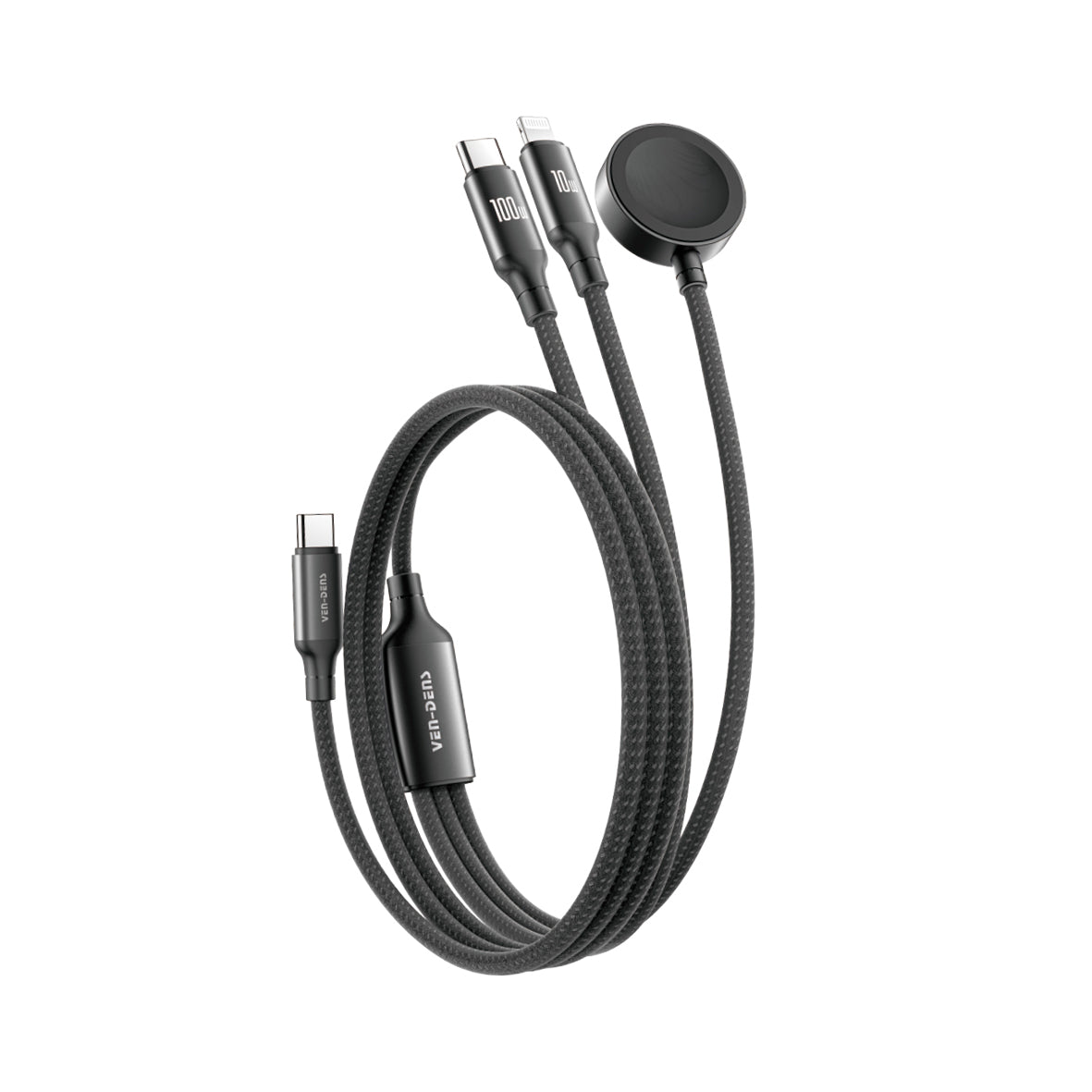 Ven-Dens - 3 in 1 Flexible USB-C iPhone/Watch Data/Charge 1.2m