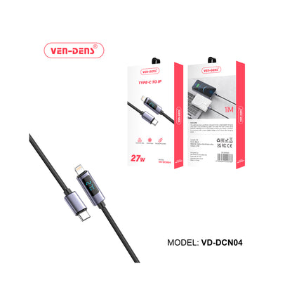 Ven-Dens - 27W Charging and Data Transfer Cable USB-C To Display LCD Lightning 1m