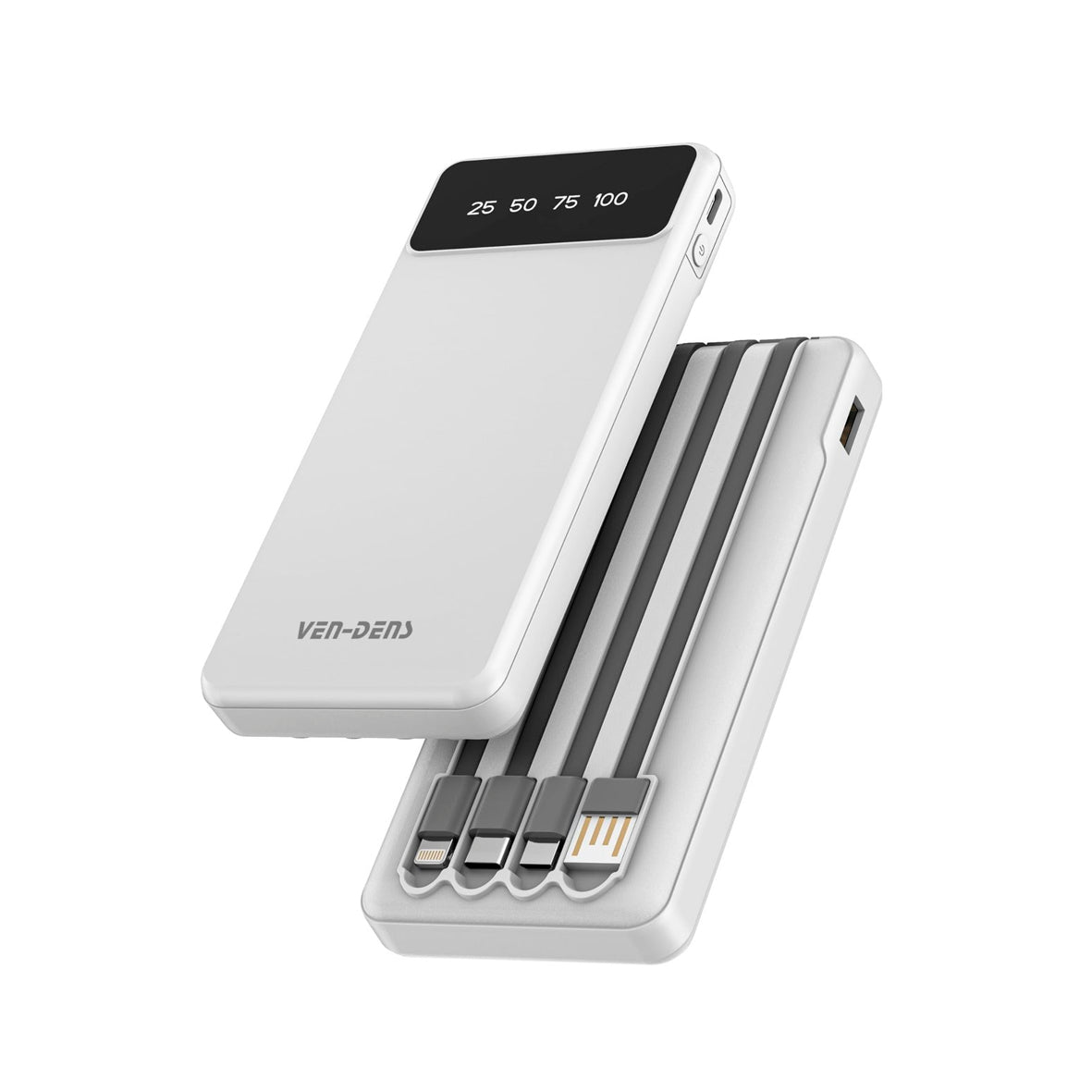 Ven-Dens - 10000mAh Powerbank White - VD-PB045