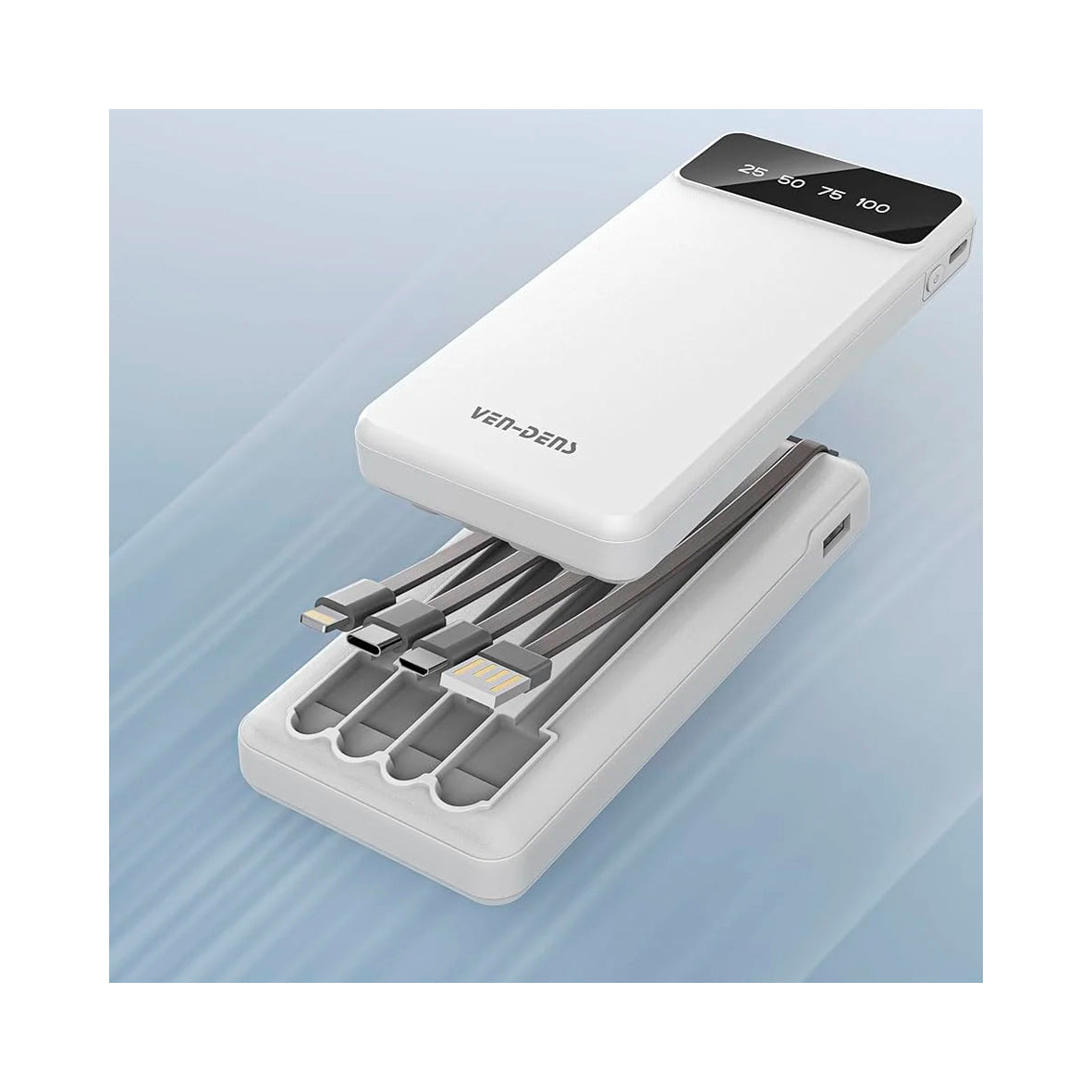 Ven-Dens - 10000mAh Powerbank White - VD-PB045
