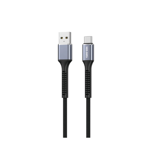 Ven-Dens - 18W Charging and Data Transfer Cable USB-A to Type-C 1M Black
