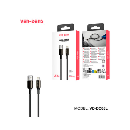 Ven-Dens - USB to Lightning 1m Cable - Black