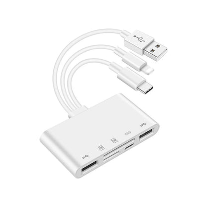 5 in 1 Lightning + USB-C + USB-A OTG Memory card Reader