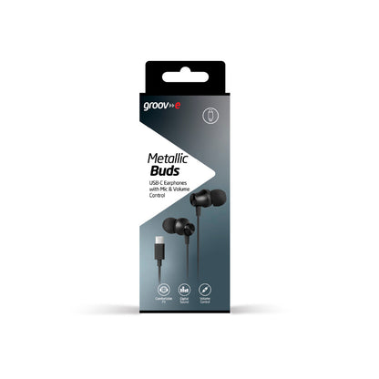 Groov-e Metallic Buds Earphones - Black