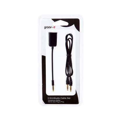 Groov-e - 3.5mm Jack Audio Cable Set Headphone Splitter AUX Male Lead