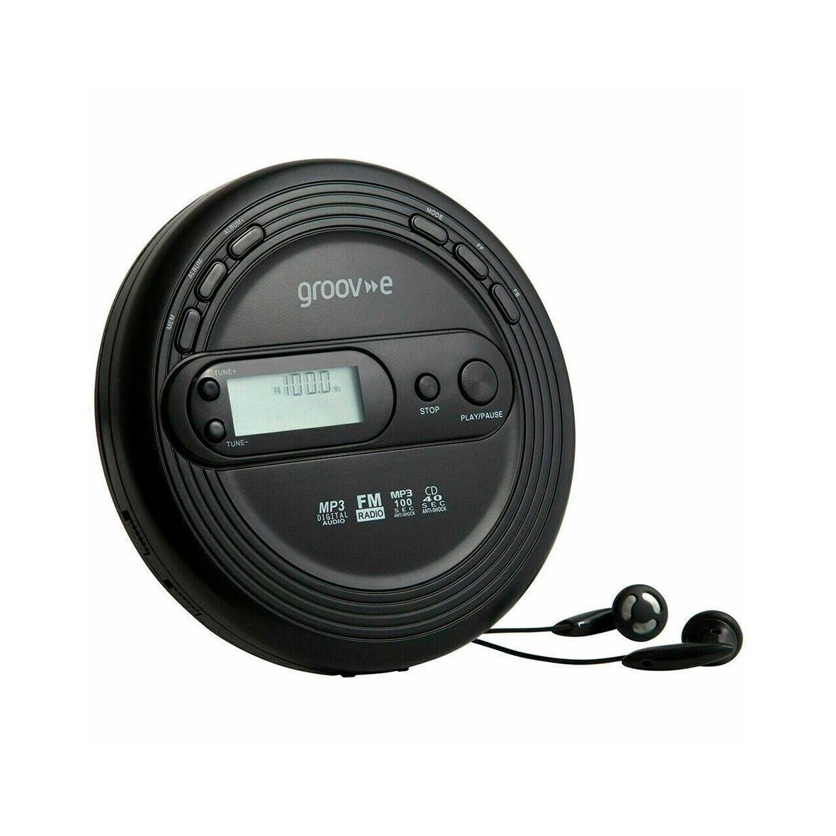 Groov-e - Retro CD Player with Radio - Black