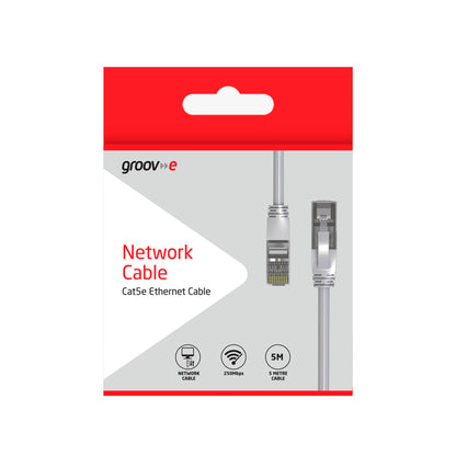 Groov-e - RJ45 Network Ethernet Cable - Cat5e - 5m - Grey