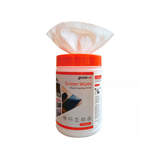 Groov-e - Screen Wipes Moist Cleaning Cloths - 100pk - White