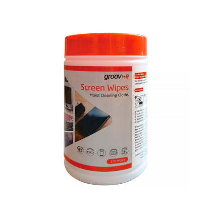 Groov-e - Screen Wipes Moist Cleaning Cloths - 100pk - White