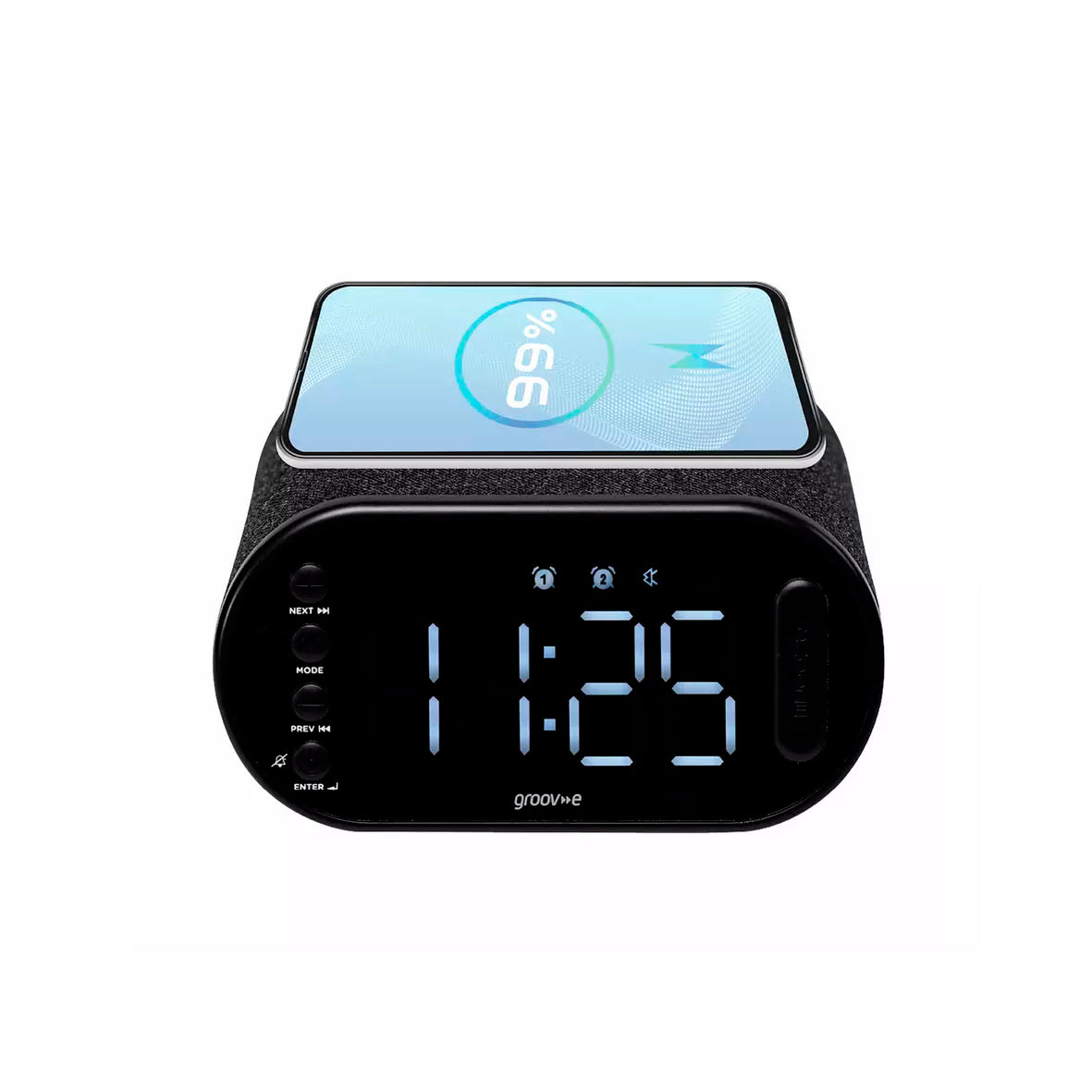 Groov-e - Atlas II Radio Alarm Clock and Wireless Charging