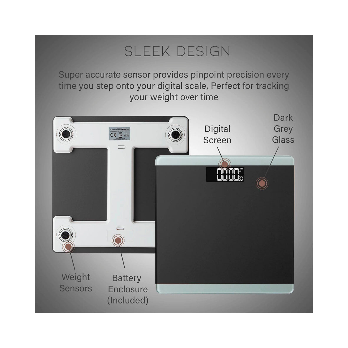 Aquarius - 3 in 1 Digital Bathroom Weighing Scales with Step-On Technology