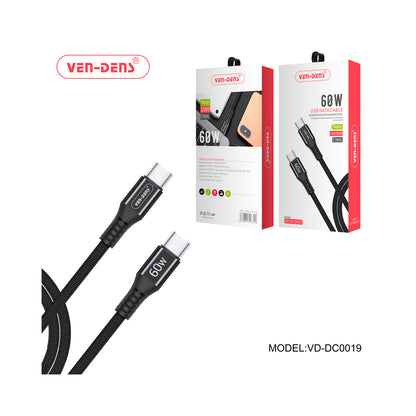 Ven-Dens - Type C to C 60w Nylon Black