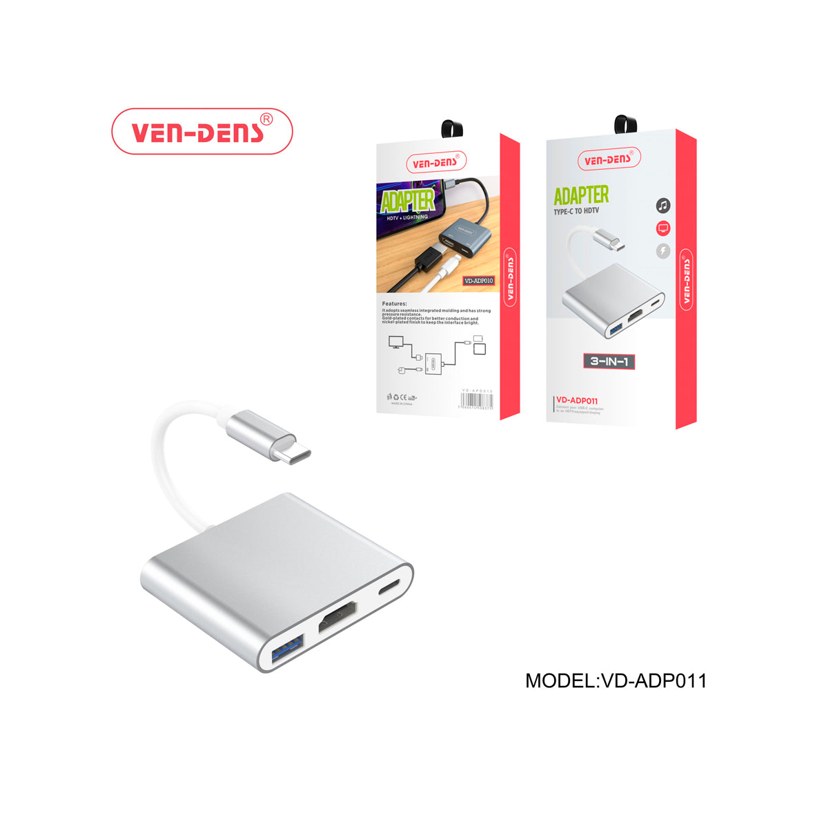 Ven-Dens - Type C To HDTV Adapter 3 in1