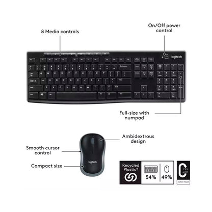 Logitech - Wireless Combo MK270 Keyboard And Mouse