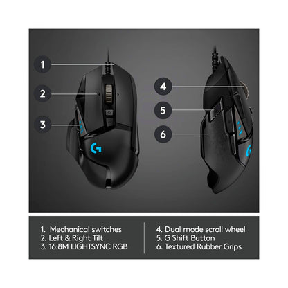 Logitech - G502  Wired Gaming Mouse - Black