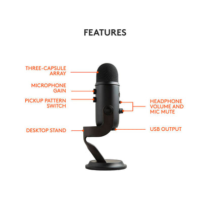Logitech - Blue Yeti USB Mic Blackout EMEA  - Black