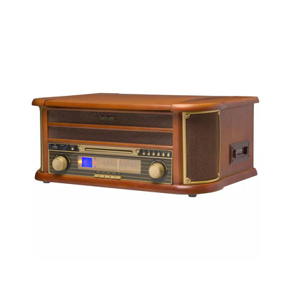 Denver - Retro Wooden Music Center With Turntable/CD Player/AM/FM Radio