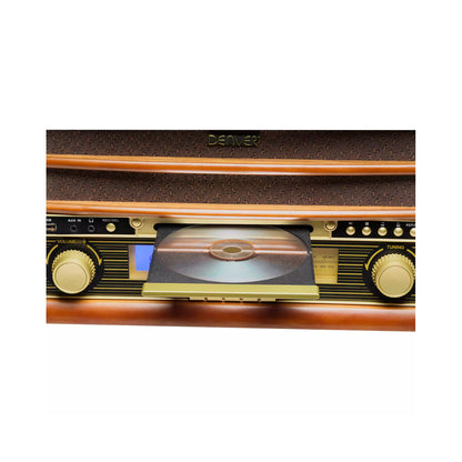 Denver - Retro Wooden Music Center With Turntable/CD Player/AM/FM Radio