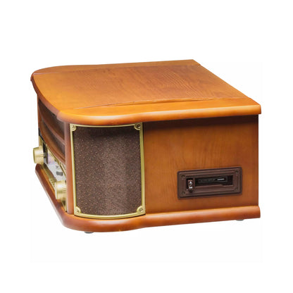 Denver - Retro Wooden Music Center With Turntable/CD Player/AM/FM Radio