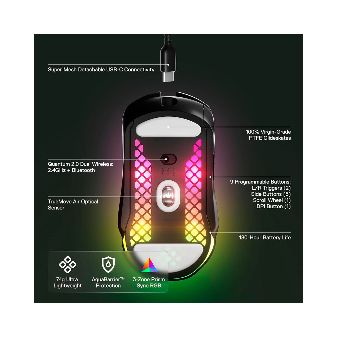 SteelSeries - Aerox 5 Wireless Gaming Mouse - Black