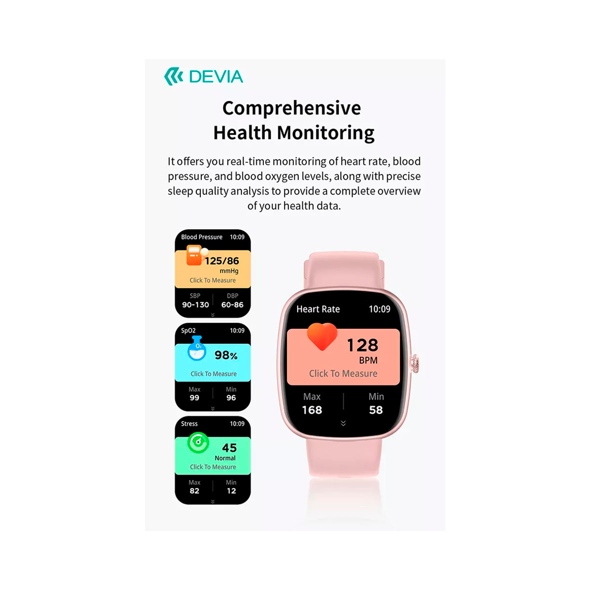 Devia - WT5 - Wireless Calling Bluetooth Waterproof Smartwatch - Black